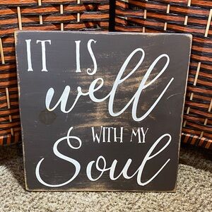 Rustic “It Is Well With My Soul” Wooden Farmhouse Wall Sign